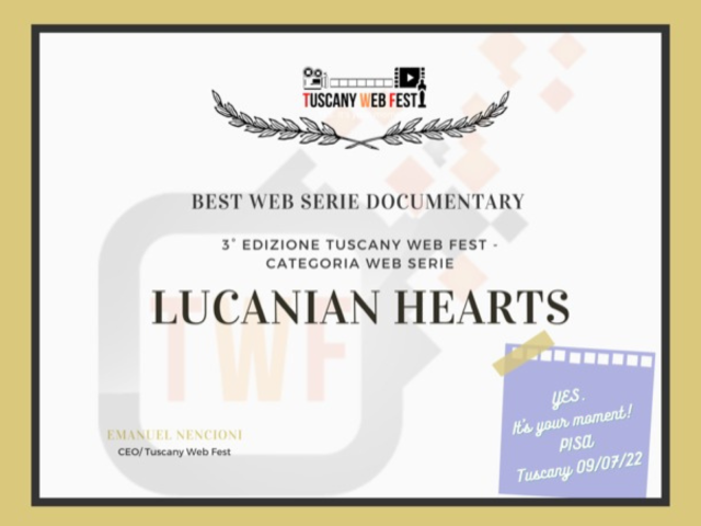 La web serie Cuori Lucani vince anche il Tuscany Web Fest